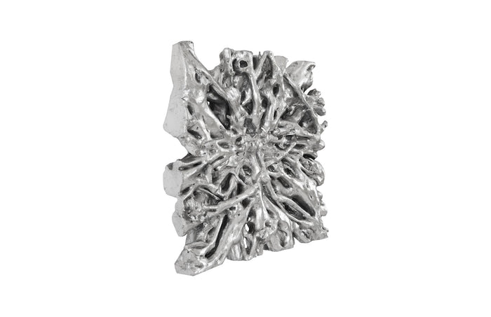 Tree Root Wall Sculpture IV (Silver Leaf)