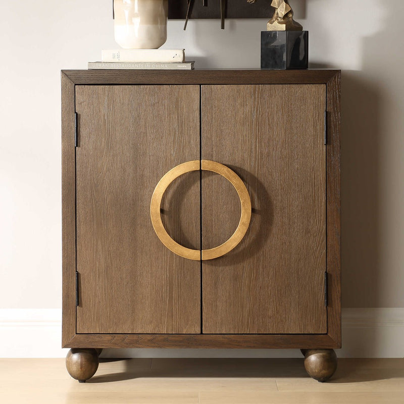 Hally Rich Oak & Gold 2 Door Cabinet