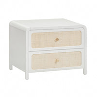 Ameline White Rattan 2 Drawer Nightstand