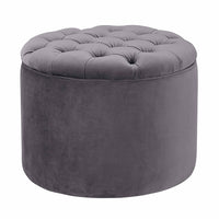 Carley 21.6" Grey Performance Velvet Round Storage Ottoman
