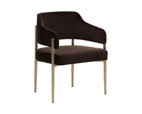 Tova Mink Plush Fabric & Stainless Steel Dining Armchair