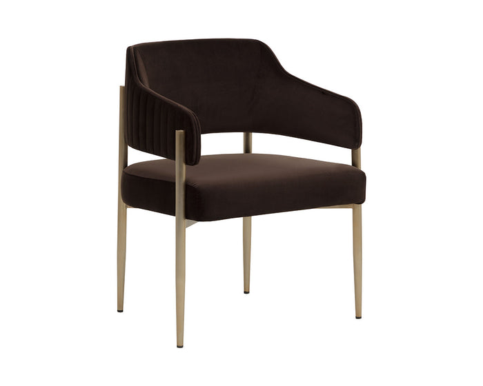Tova Mink Plush Fabric & Stainless Steel Dining Armchair