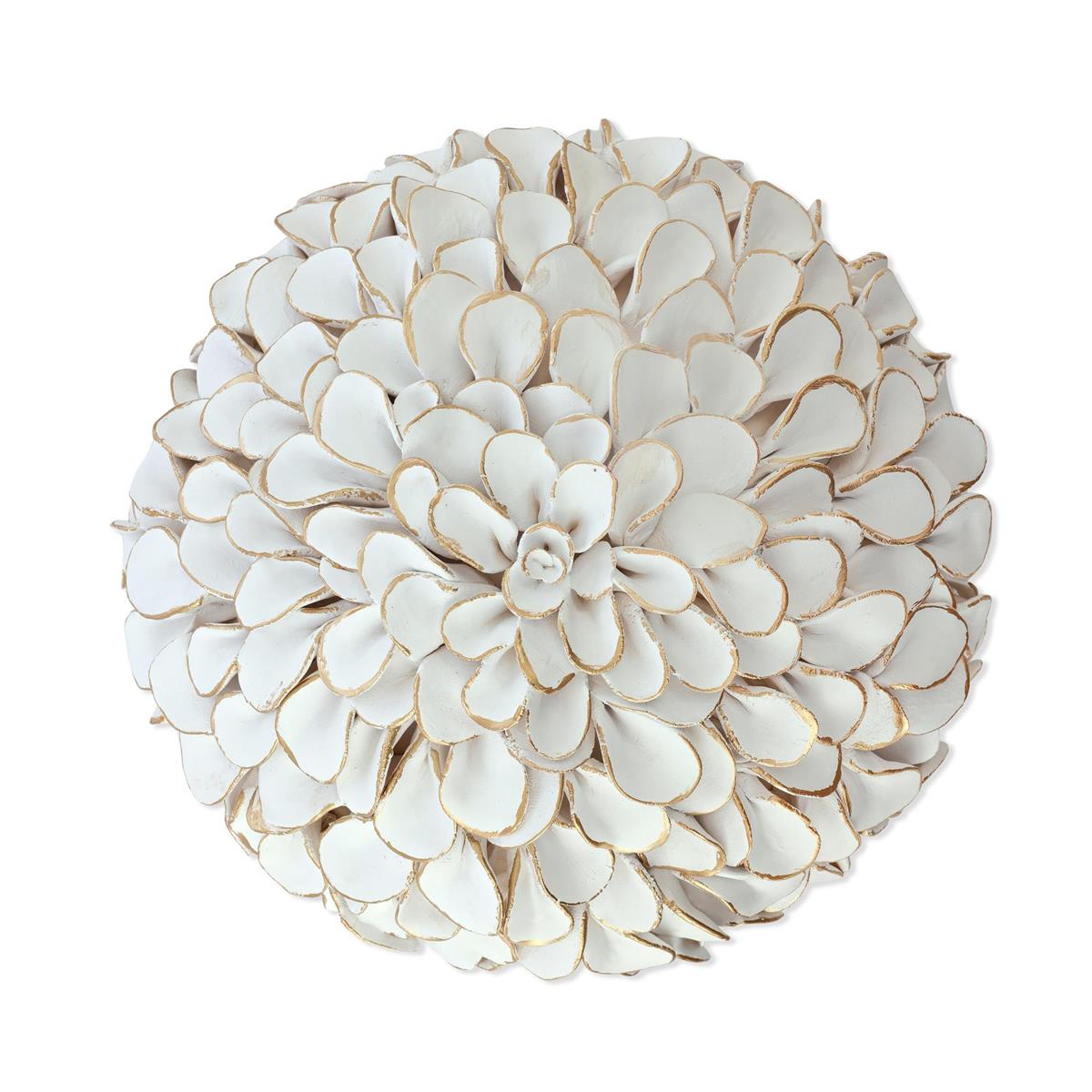 White & Gold Pom Pom Flower Wall Art (2 Sizes Available)