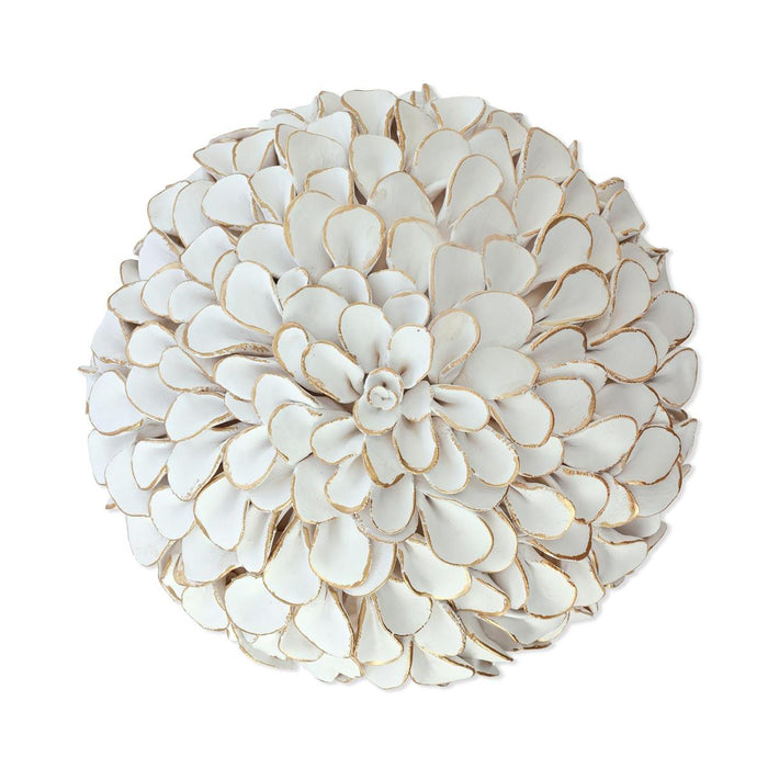 White & Gold Pom Pom Flower Wall Art (2 Sizes Available)