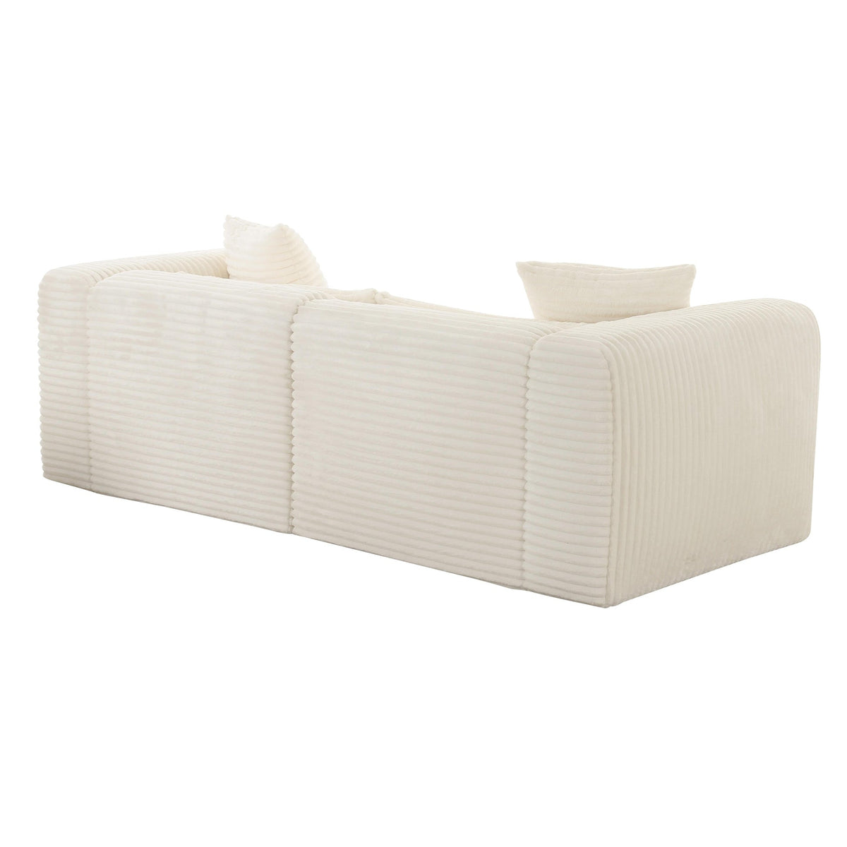 Telav 86” Fluffy Oversized Cream Performance Corduroy Modular Loveseat