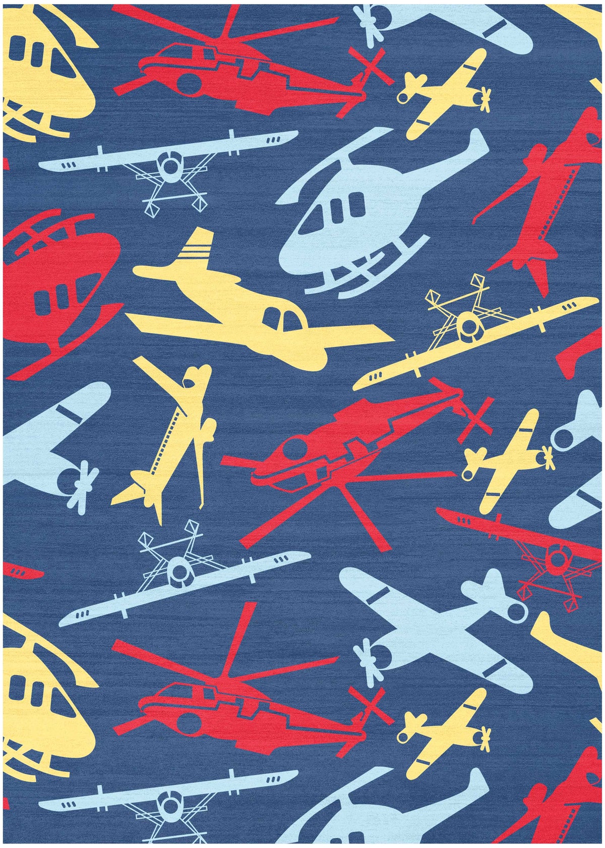 Helicopters & Planes Navy Multicolour Area Rug