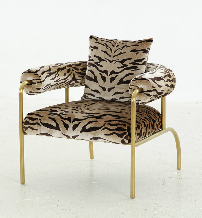 Tauria Gold Zebra Print Accent Chair