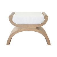 Elenora White Linen & Natural Oak Bench
