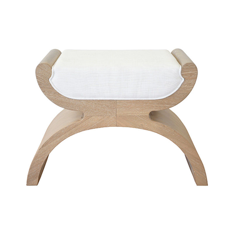 Elenora White Linen & Natural Oak Bench