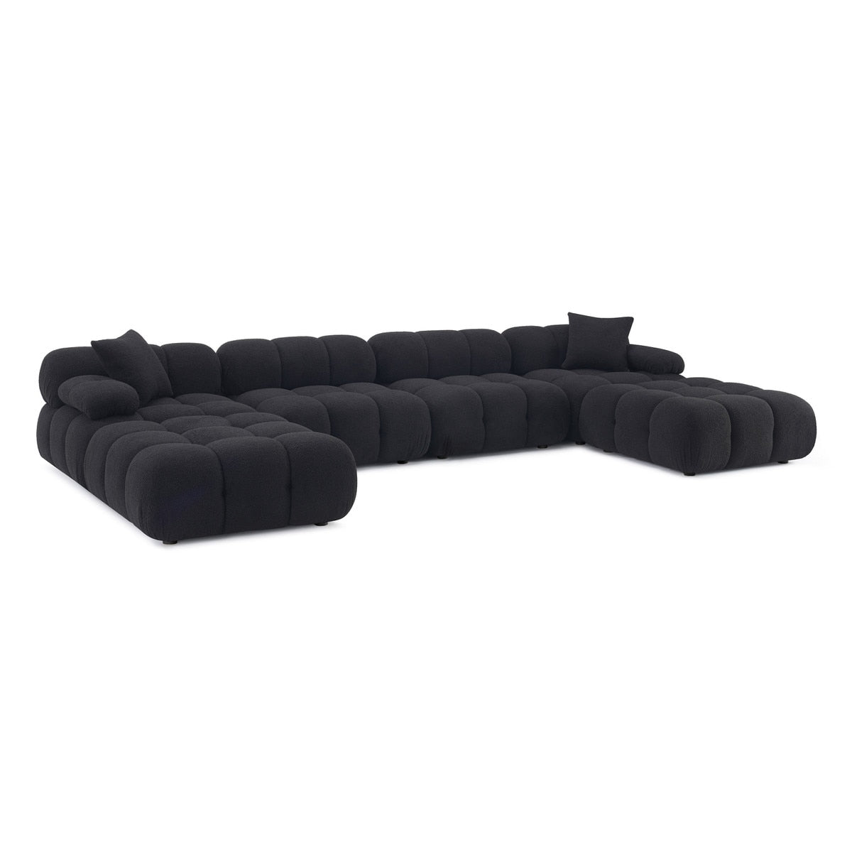 Vogue Black Vegan Shearling 6-piece Modular U-Sectional