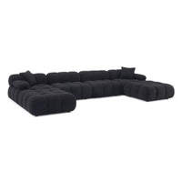 Vogue Black Vegan Shearling 6-piece Modular U-Sectional