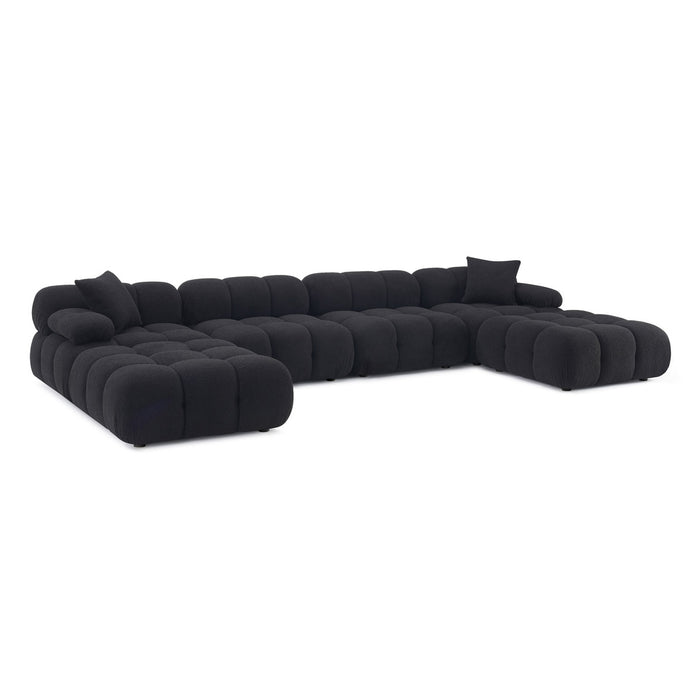 Vogue Black Vegan Shearling 6-piece Modular U-Sectional