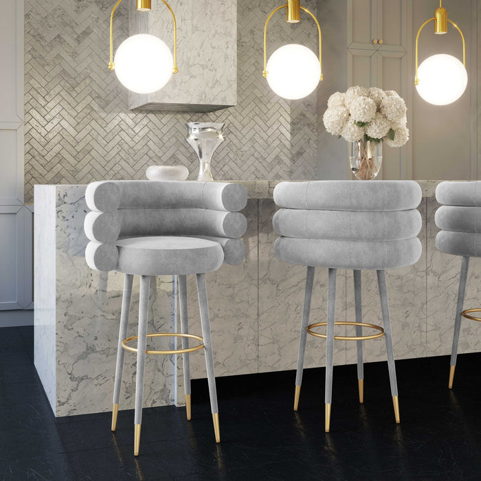 Nazri Grey Performance Grade Velvet Counter Stool