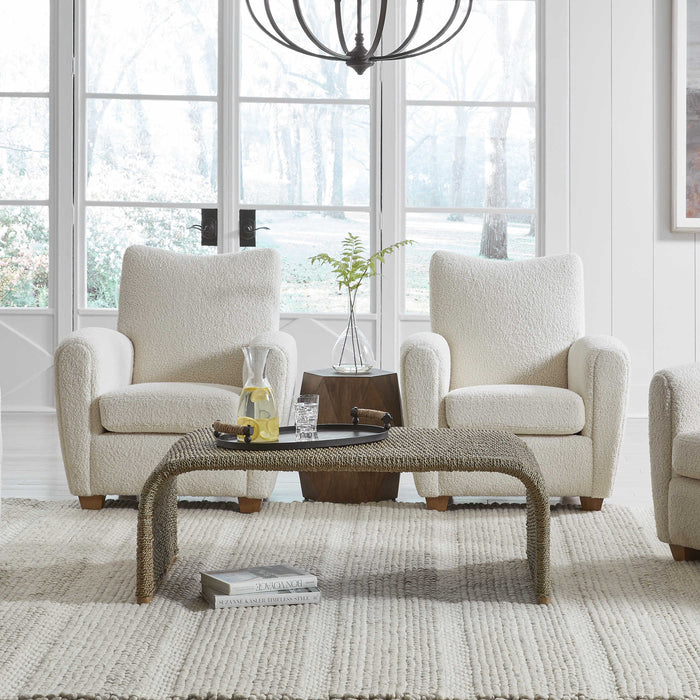 Theresa 46" Curved Woven Seagrass Coffee Table