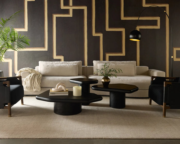 Bellona 43" Black Solid Acacia Wood Coffee Table