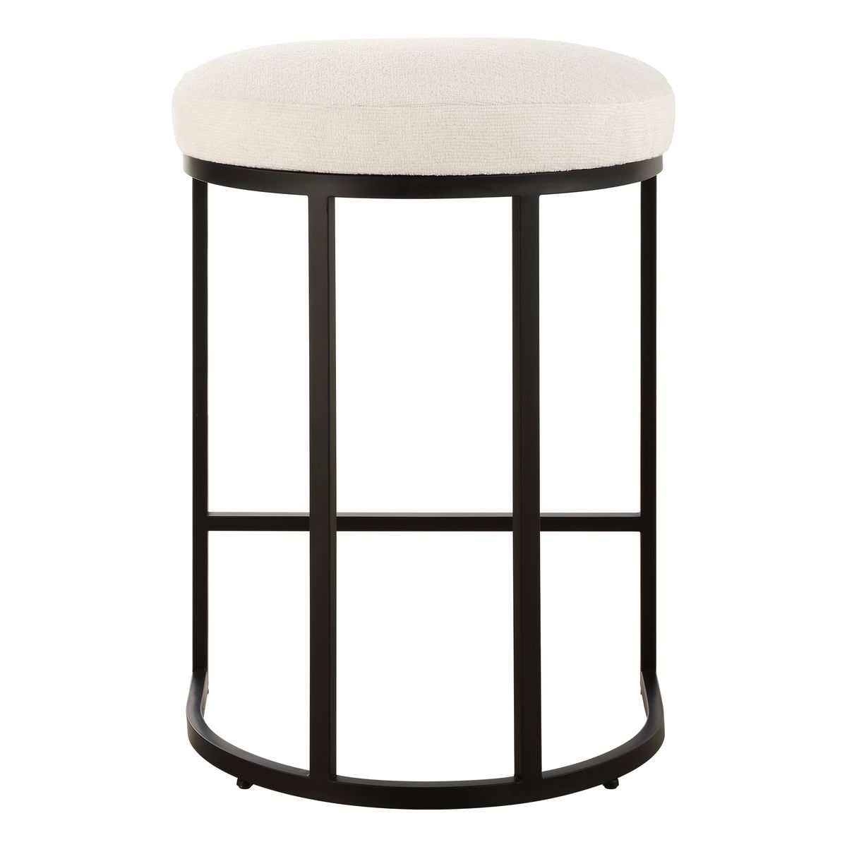 Crystal Light Cream Performance Fabric & Matte Black Counter Stool