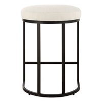 Crystal Light Cream Performance Fabric & Matte Black Counter Stool