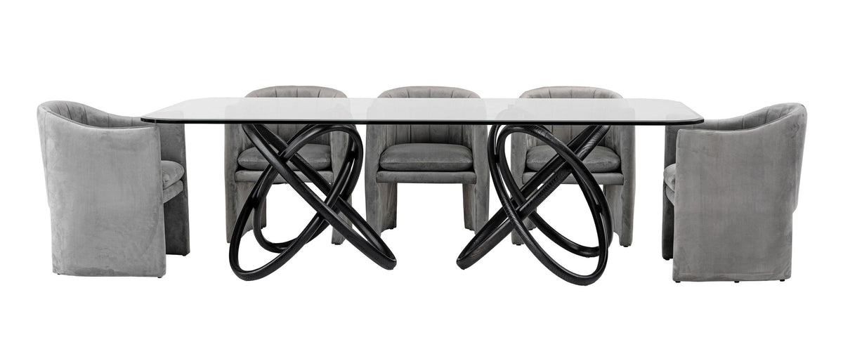 Caroline Modern Glass & Black Ash Dining Table