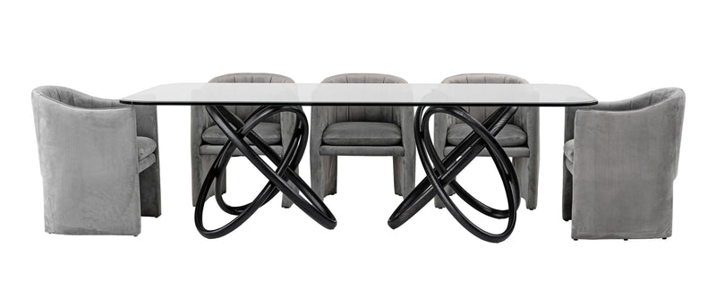Caroline Modern Glass & Black Ash Dining Table