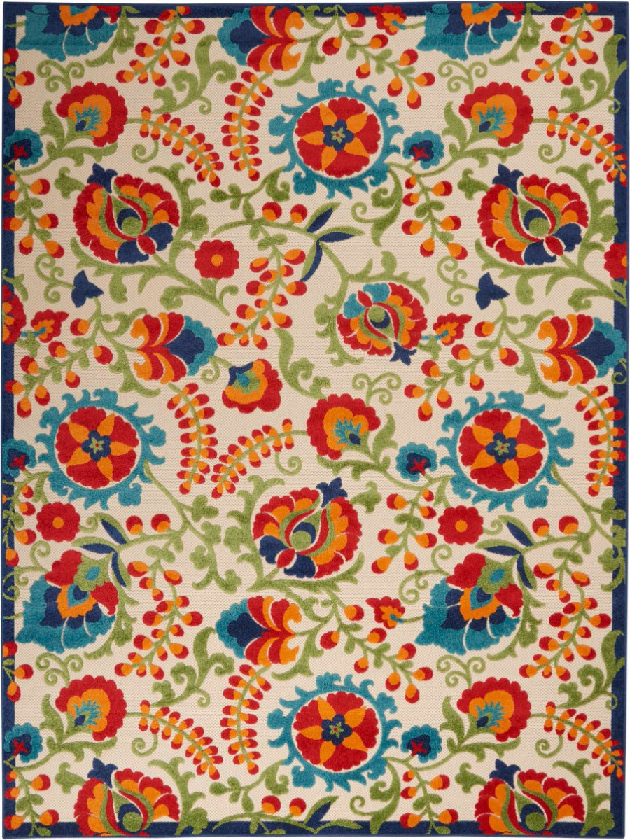 Annitra Indoor/Outdoor  Multicolor Summer Blosoms Area Rug - Elegance Collection