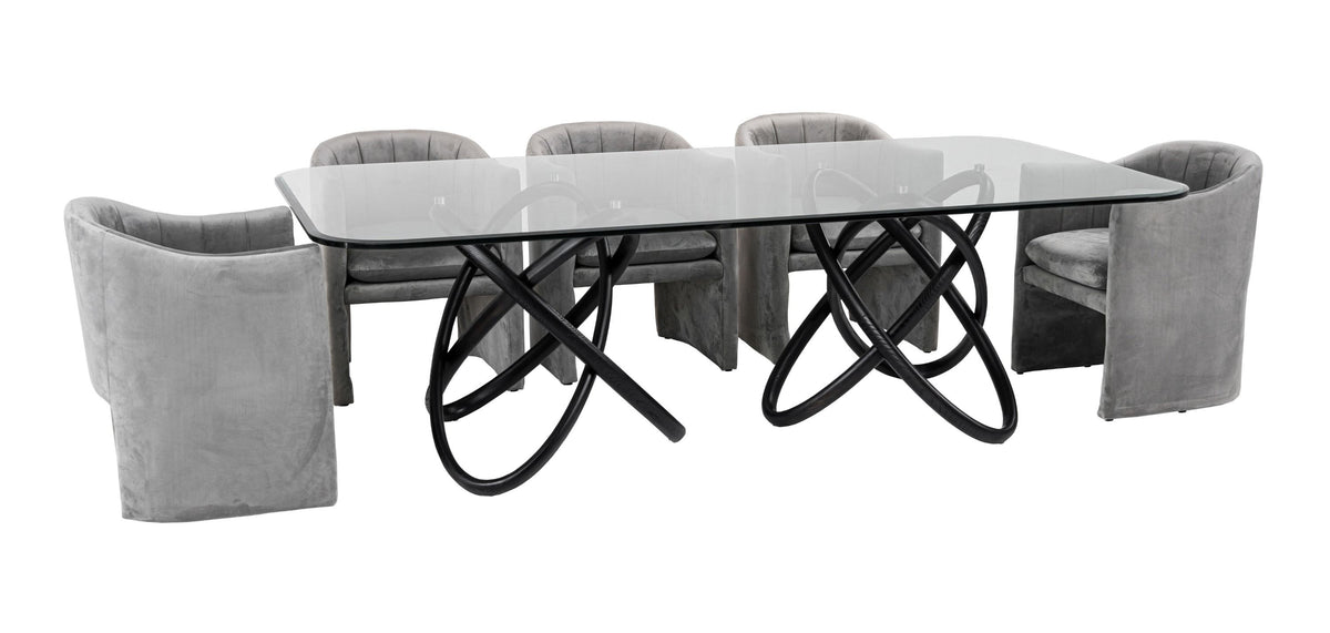 Caroline Modern Glass & Black Ash Dining Table
