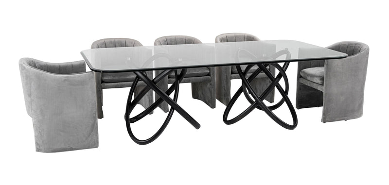Caroline Modern Glass & Black Ash Dining Table