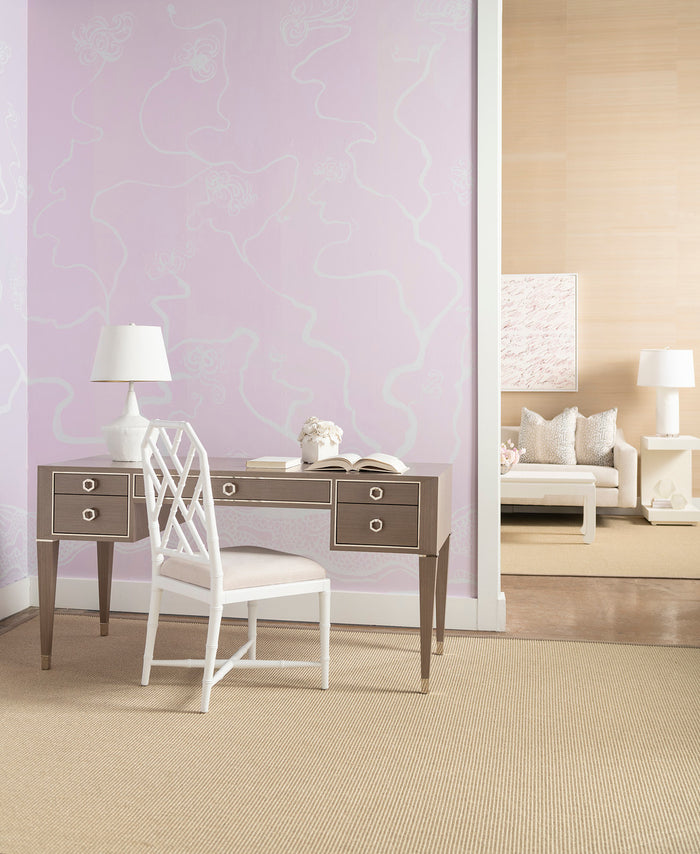 Lanna 59.25" Taupe Grey and Silver Desk