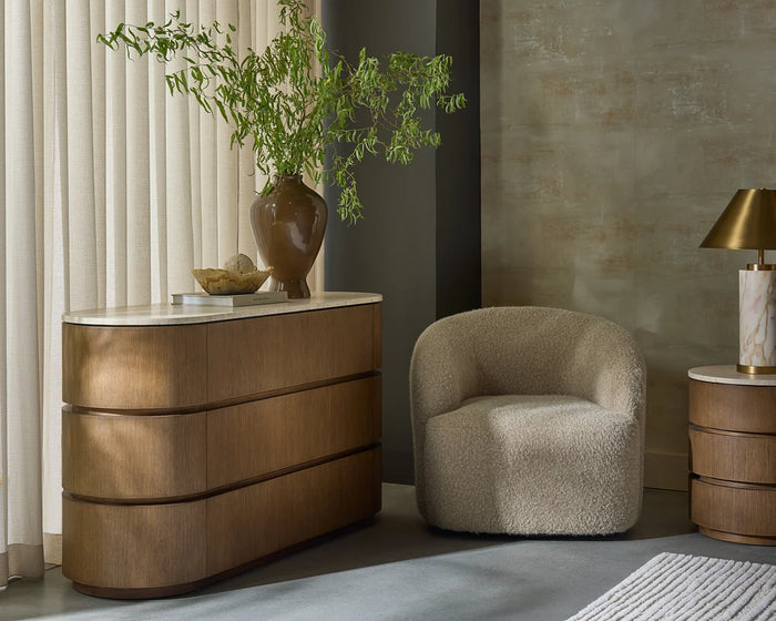 Fuwari Shearling Swivel Accent Chair
