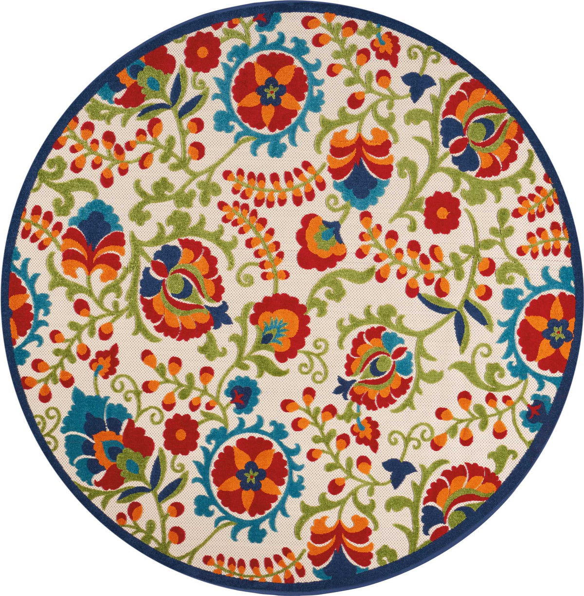 Annitra Indoor/Outdoor  Multicolor Summer Blosoms Area Rug - Elegance Collection
