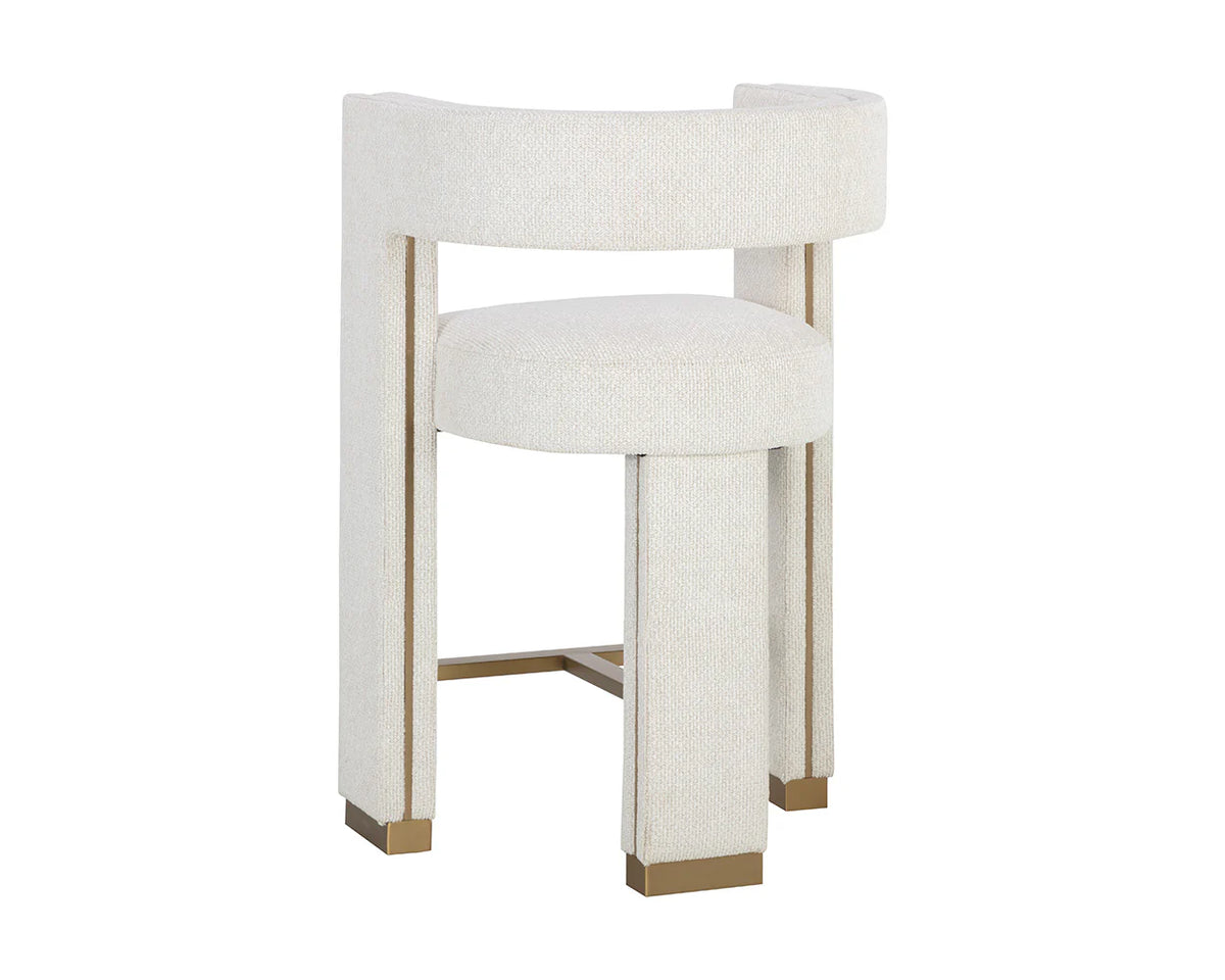 Adamina Light Barley Performance Fabric & Gold Counter Stool