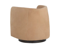 Emilie Caramel Nubuck Leather Swivel Accent Chair