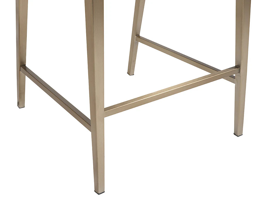 Dionne Oatmeal Fabric & Antique Brass Counter Stool