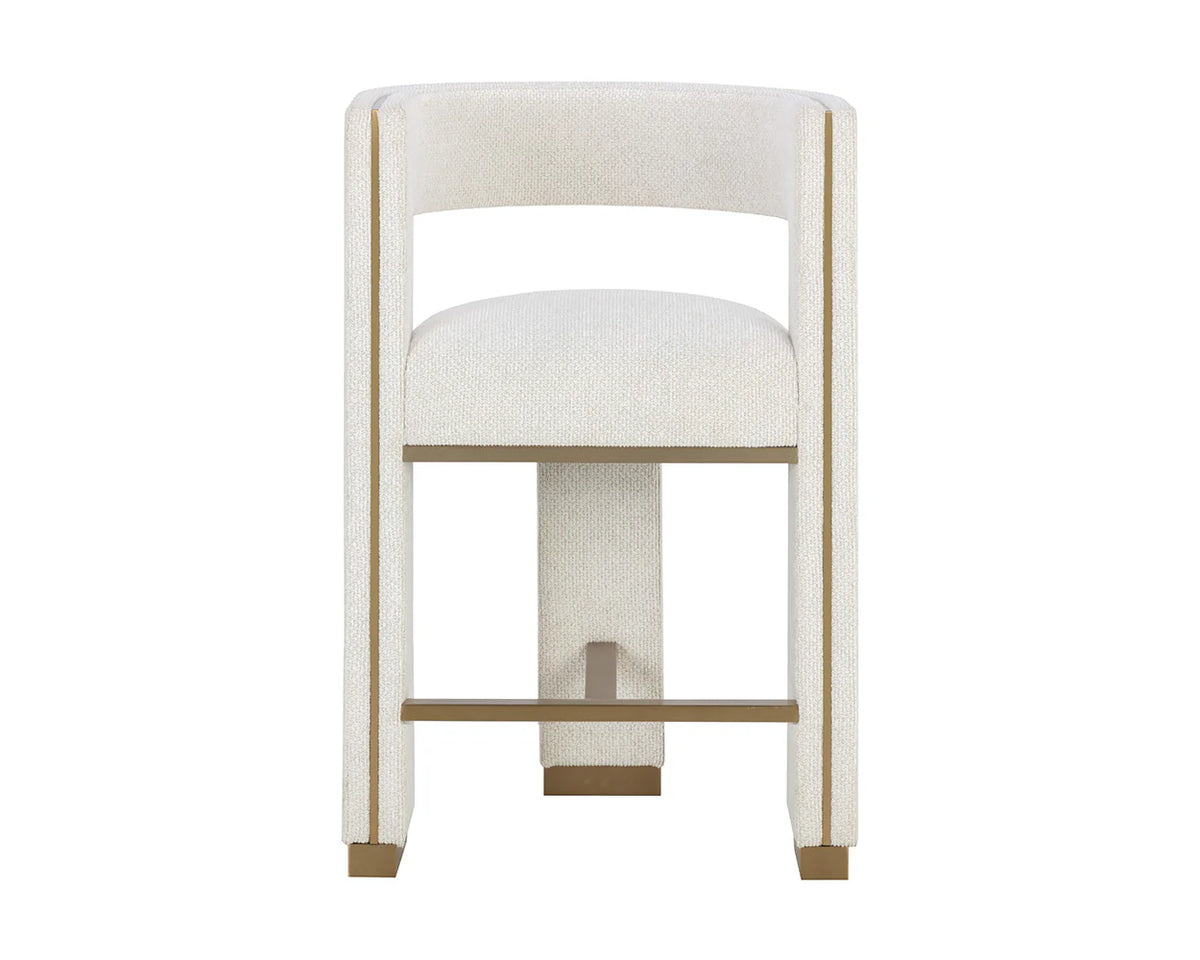 Adamina Light Barley Performance Fabric & Gold Counter Stool