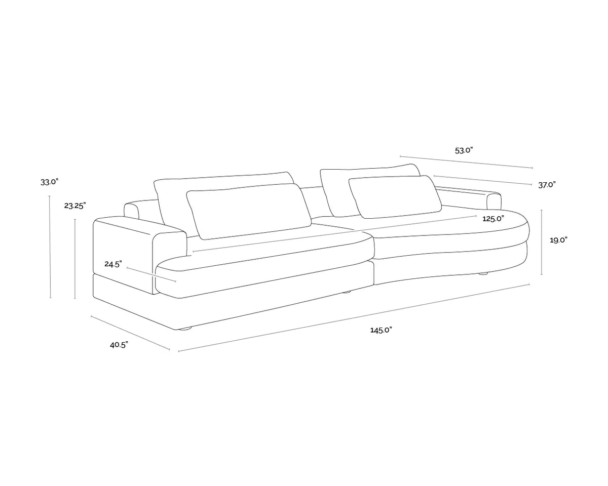 Baela 145" Cream Curved Sofa