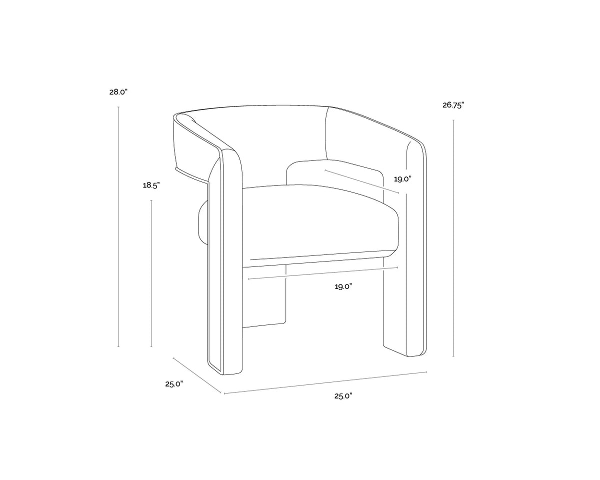 Krasner Sand Fabric & Mocha Piping Dining Armchair