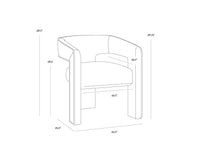 Krasner Sand Fabric & Mocha Piping Dining Armchair