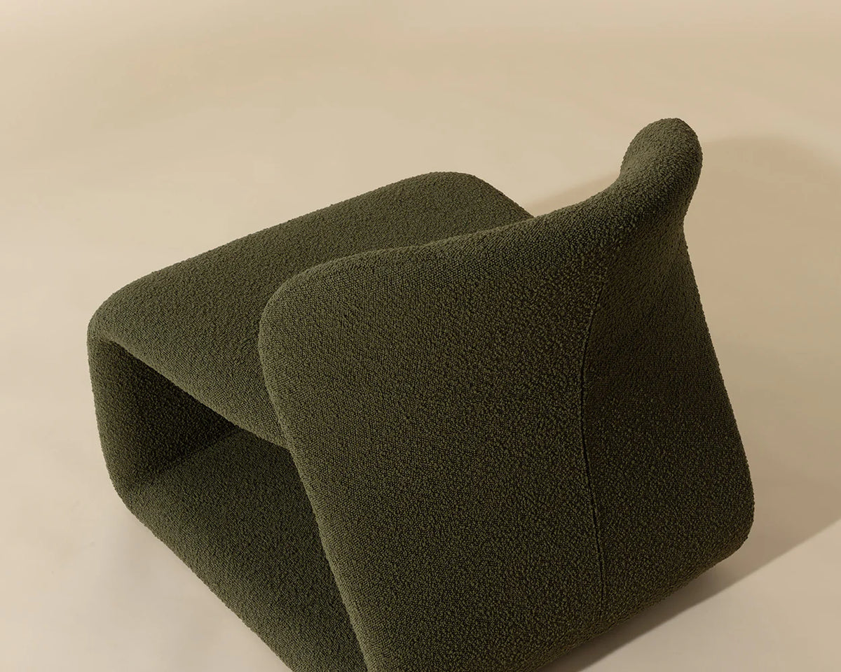 Sophiene Olive Green Bouclé & Gold Accent Chair