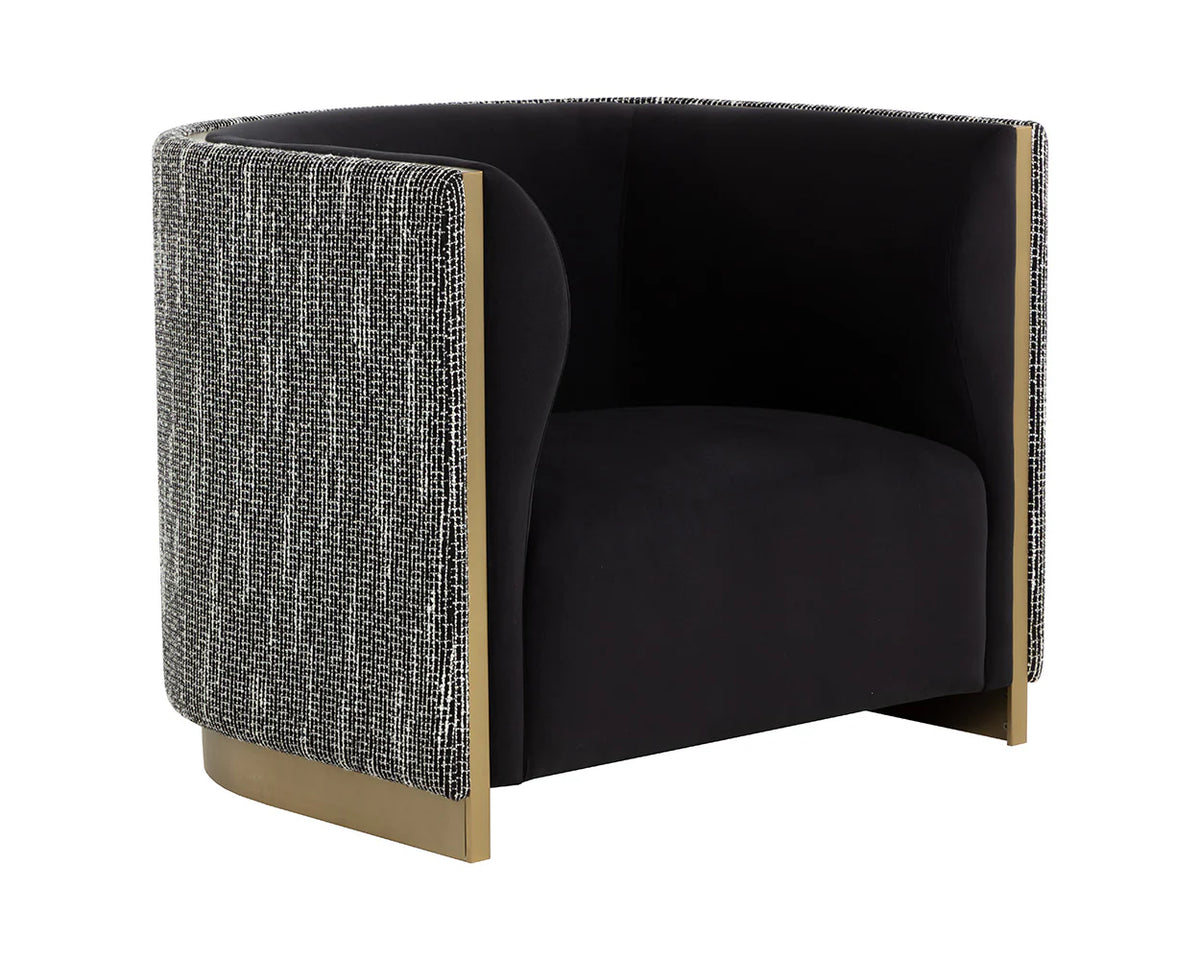 Larron Black Fabric & Brushed Gold Accent Chair