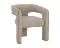 Krasner Sand Fabric & Mocha Piping Dining Armchair