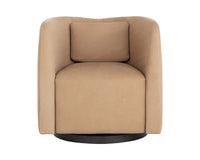 Emilie Caramel Nubuck Leather Swivel Accent Chair