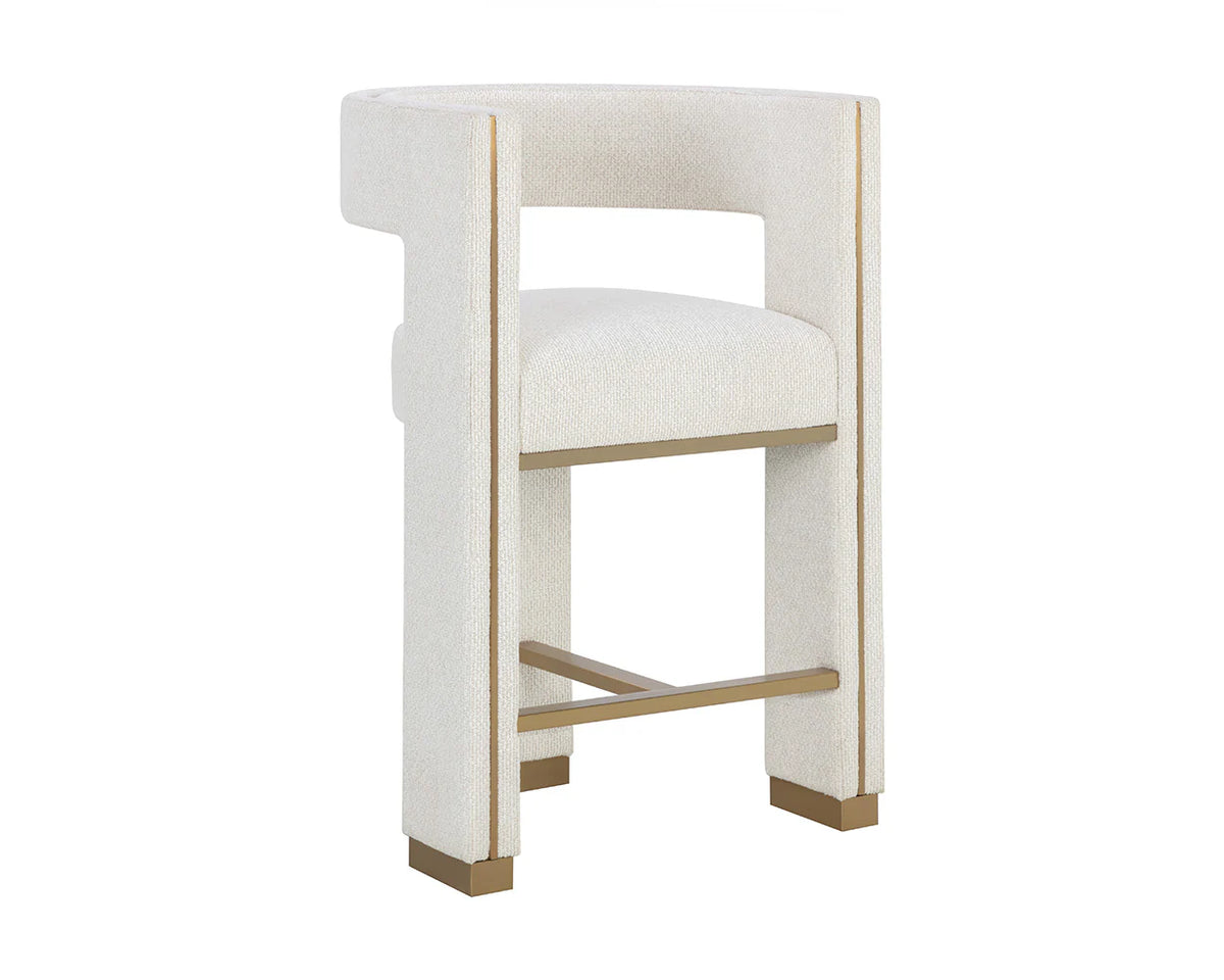 Adamina Light Barley Performance Fabric & Gold Counter Stool