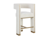 Adamina Light Barley Performance Fabric & Gold Counter Stool