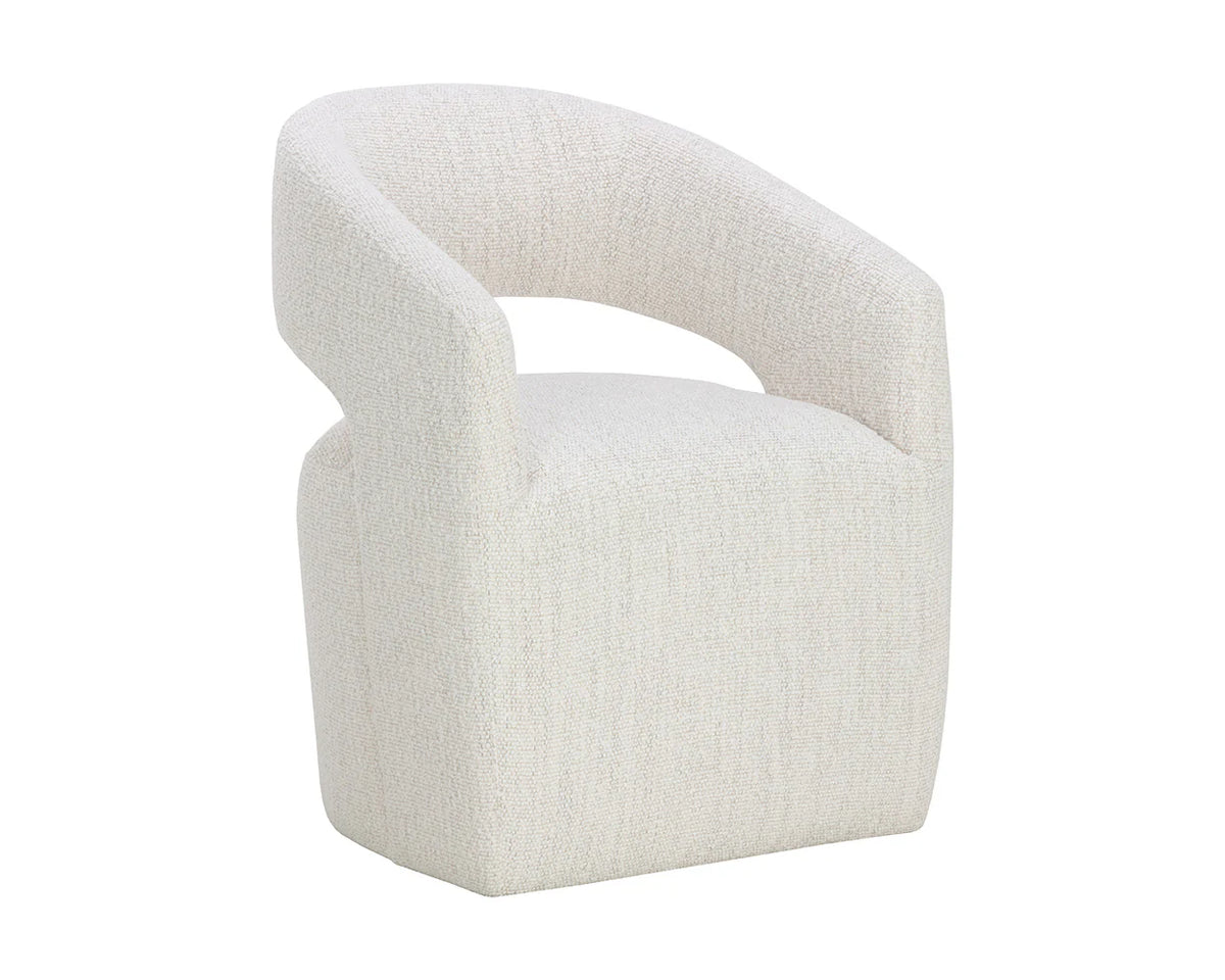 Lloret Pearl Performance Fabric Wheeled Dining Armchair
