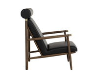 Biko Black Leather & Solid Oak Accent Chair