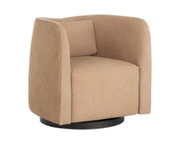Emilie Caramel Nubuck Leather Swivel Accent Chair