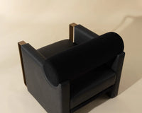 Edgar Black Fabric, Faux Leather & Gold Accent Chair