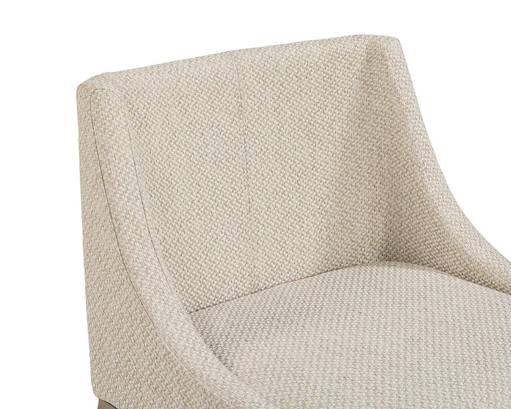 Dionne Oatmeal Fabric & Antique Brass Counter Stool
