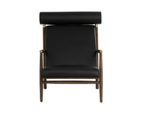 Biko Black Leather & Solid Oak Accent Chair