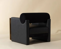 Edgar Black Fabric, Faux Leather & Gold Accent Chair