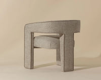 Krasner Sand Fabric & Mocha Piping Dining Armchair